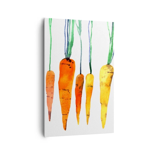 Quadro su tela - Stampe su Tela - Carote acquerellate in diverse tonalità su sfondo bianco - 80x120cm - La bellezza della semplicità - Decorazione murale moderna per soggiorno e camera da letto ARTTOR