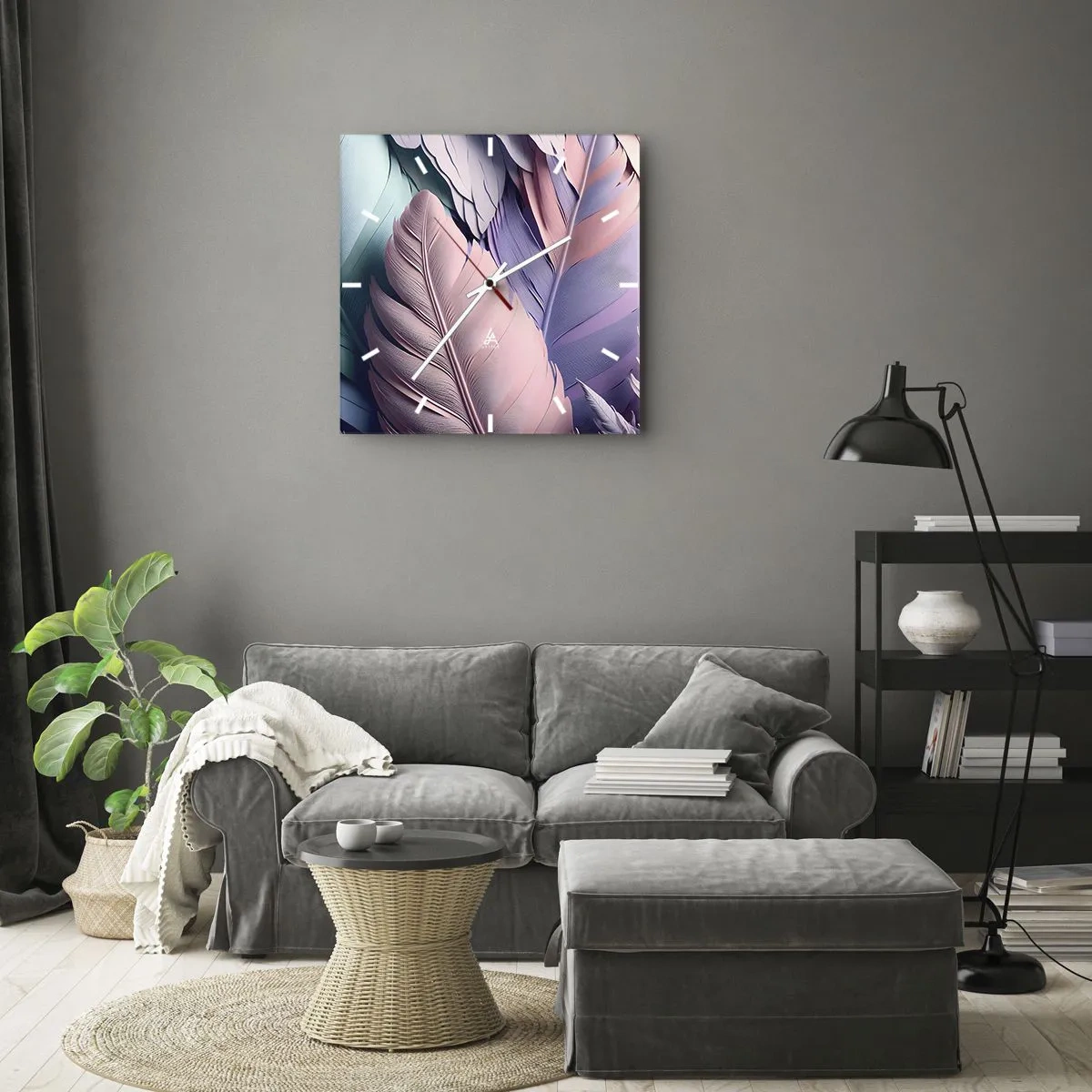 Orologio da parete - Orologio in Vetro - Eleganza per uccelli - 40x40 cm