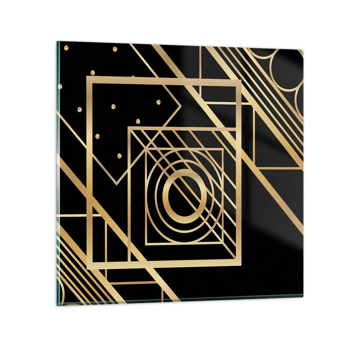 Quadro su vetro - Geometria dorata - 60x60 cm