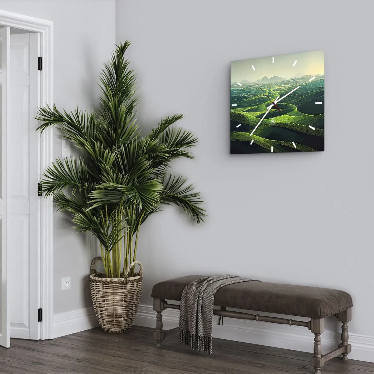 Orologio da parete - Orologio in Vetro - Nelle valli verdi - 40x40 cm