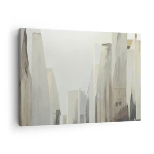 Quadro su tela - Stampe su Tela - Paesaggio urbano astratto in tonalità pastello - 70x50cm - Sogno sulla città - Decorazione murale moderna per soggiorno e camera da letto ARTTOR