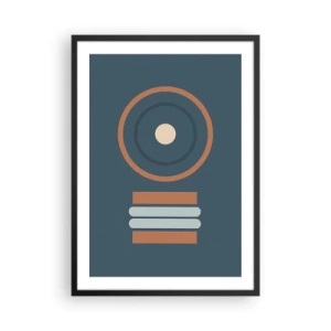 Poster in cornice nera - Motivo geometrico con cerchi e rettangoli nei toni del blu e del marrone - 50x70cm - L'essenza delle cose - Decorazione murale moderna per soggiorno e camera da letto ARTTOR