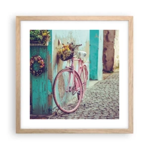 Poster in cornice rovere chiaro - Torno subito - 40x40 cm