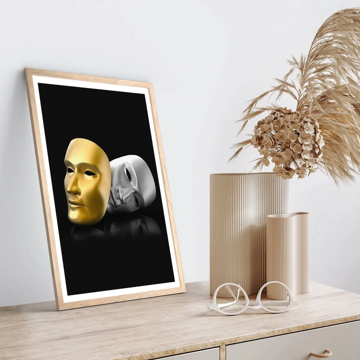 Poster in cornice rovere chiaro - La vita è teatro - 61x91 cm