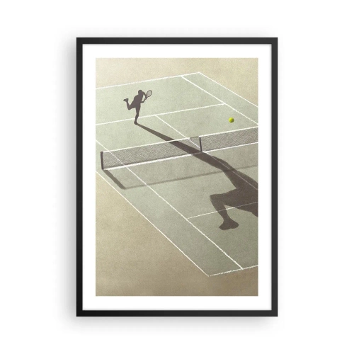 Poster in cornice nera - Un tennista in servizio in campo - 50x70cm - Sconfiggere se stesso - Decorazione murale moderna per soggiorno e camera da letto ARTTOR