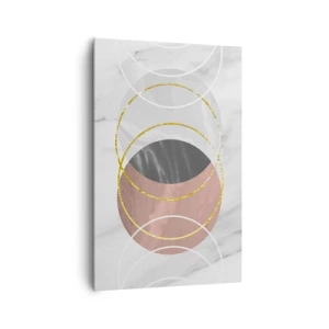Quadro su tela - Stampe su Tela - Composizione geometrica astratta con cerchi e dettagli metallici - 80x120cm - La musica delle sfere - Decorazione murale moderna per soggiorno e camera da letto ARTTOR