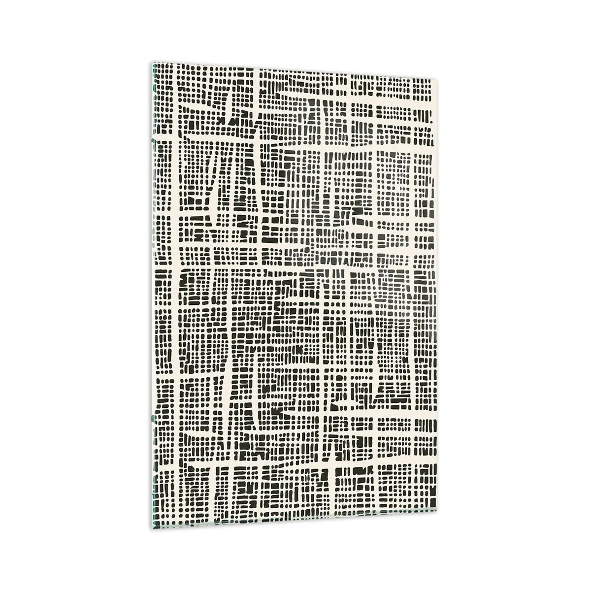 Quadro su vetro - Un motivo geometrico che ricorda una griglia su uno sfondo chiaro - 80x120cm - Composizione tessuta - Decorazione murale moderna per soggiorno e camera da letto ARTTOR