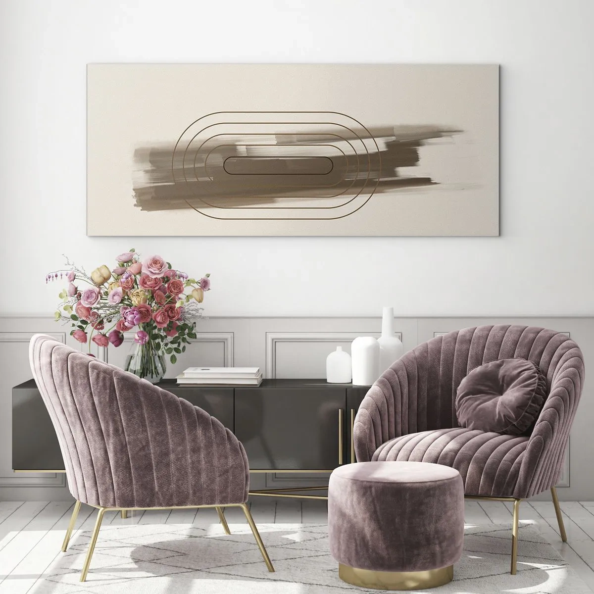 Quadro su vetro - Un soffio di grigio - 90x30 cm