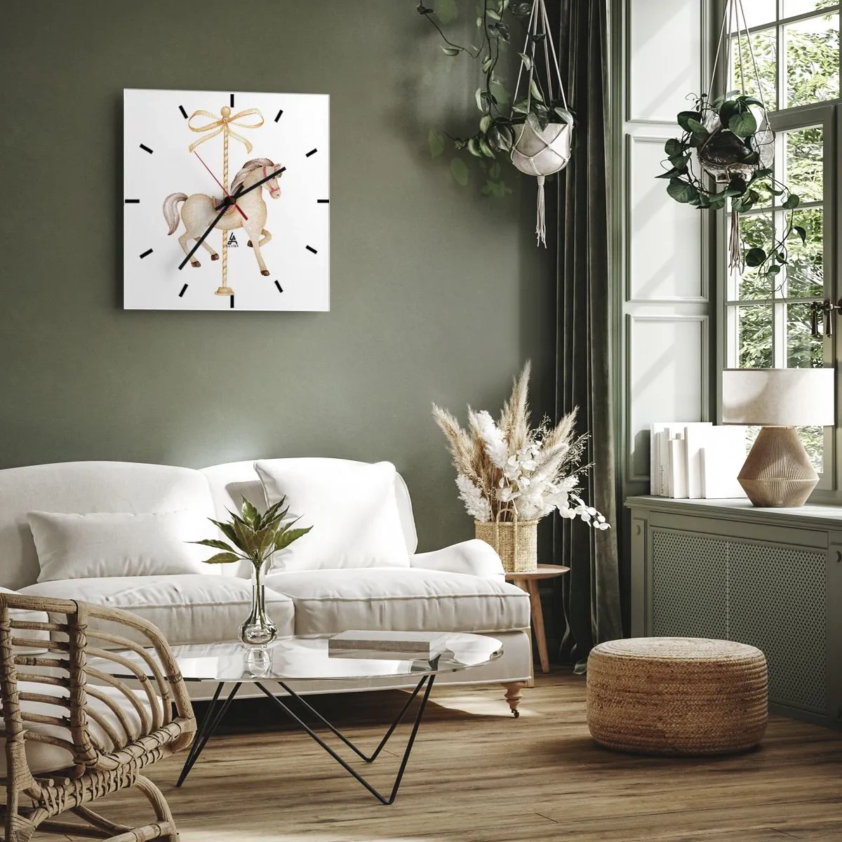 Orologio da parete - Orologio in Vetro - Trotto aggraziato - 30x30 cm