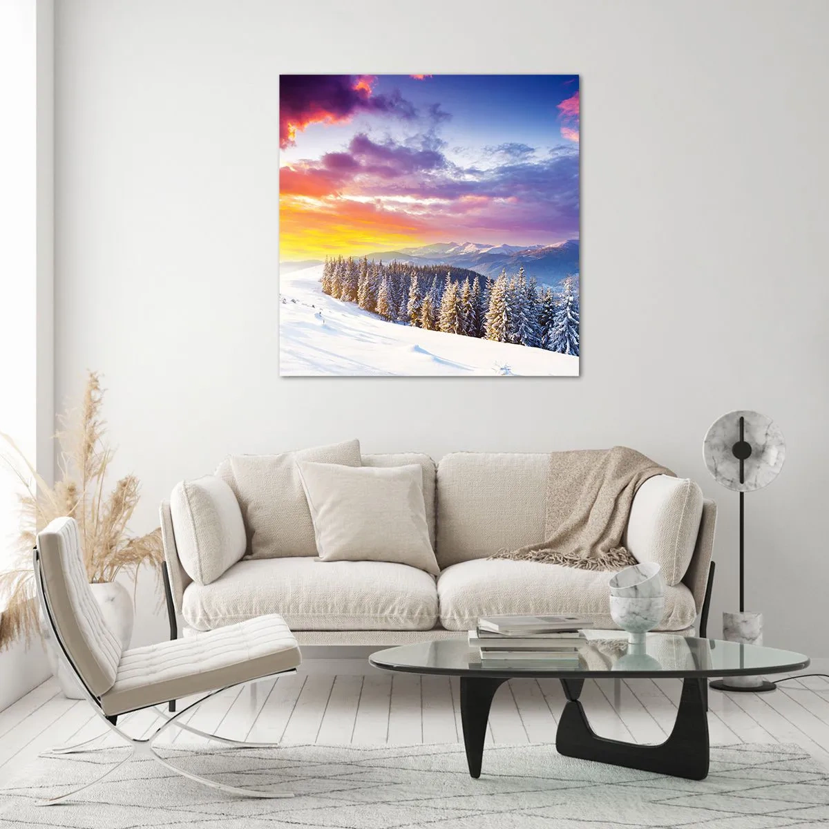 Quadro su vetro - Una bianca giornata - 30x30 cm