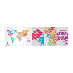 Campione di Fotomurale Premium Sand - Voglio conoscerli tutti - Mappa del mondo, Grafica, Continenti - 100x30 cm