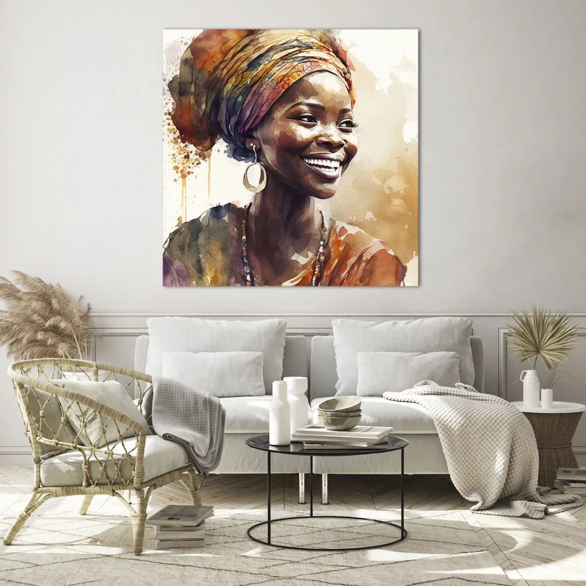 Quadro su vetro - Regina africana - 40x40 cm