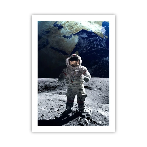 Poster - Astronauta sulla superficie della luna - 50x70cm - Saluti dalla luna - Decorazione murale moderna per soggiorno e camera da letto ARTTOR