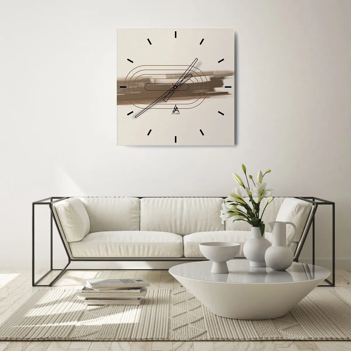 Orologio da parete - Orologio in Vetro - Un soffio di grigio - 40x40 cm