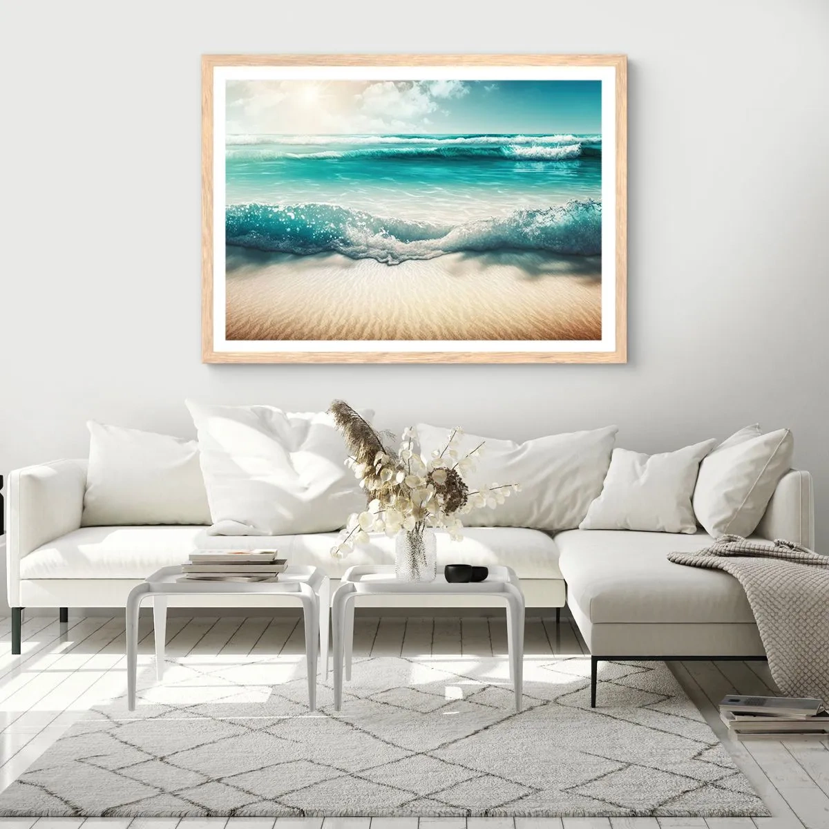 Poster in cornice rovere chiaro - La calma dell'oceano - 100x70 cm