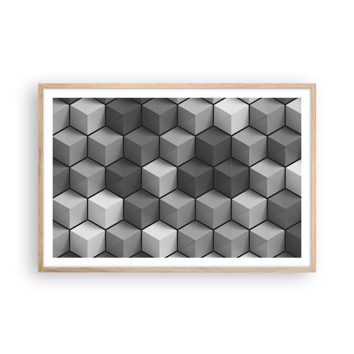 Poster in cornice rovere chiaro - Puzzle cubista - 91x61 cm