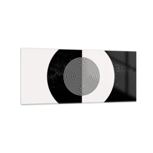 Quadro su vetro - Motivo grafico in bianco e nero a contrasto - 120x50cm - Armonia in bianco e nero - Decorazione murale moderna per soggiorno e camera da letto ARTTOR