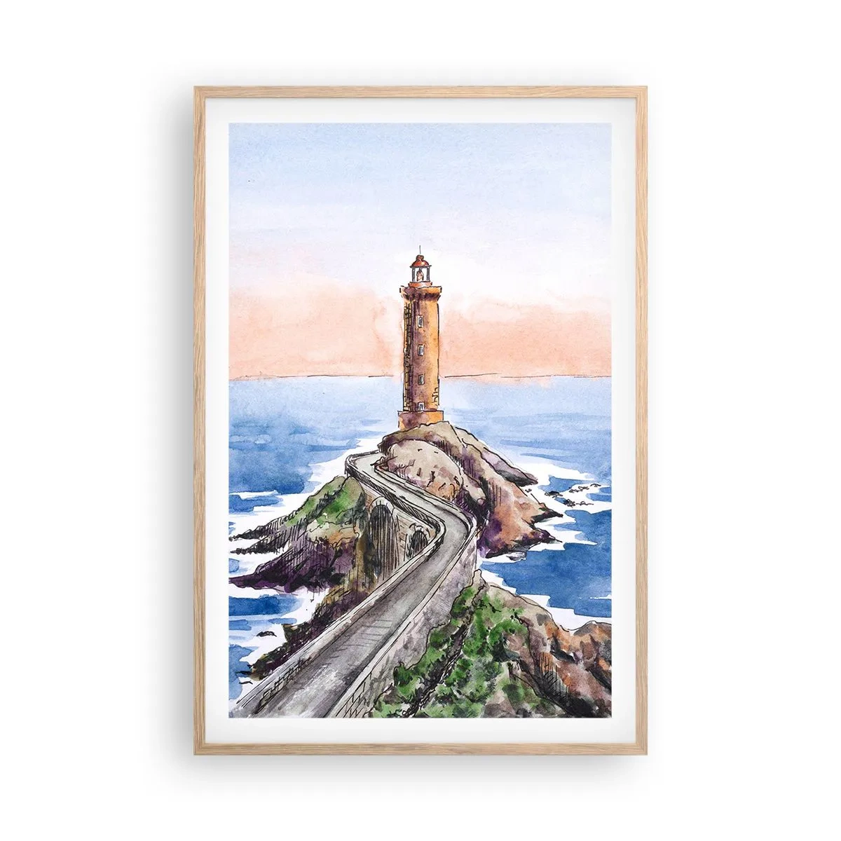 Poster in cornice rovere chiaro - Rivolto verso il mare - 61x91 cm