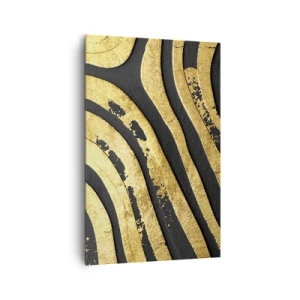 Quadro su tela - Stampe su Tela - Onde astratte dorate su sfondo nero - 80x120cm - Tutto scorre - Decorazione murale moderna per soggiorno e camera da letto ARTTOR
