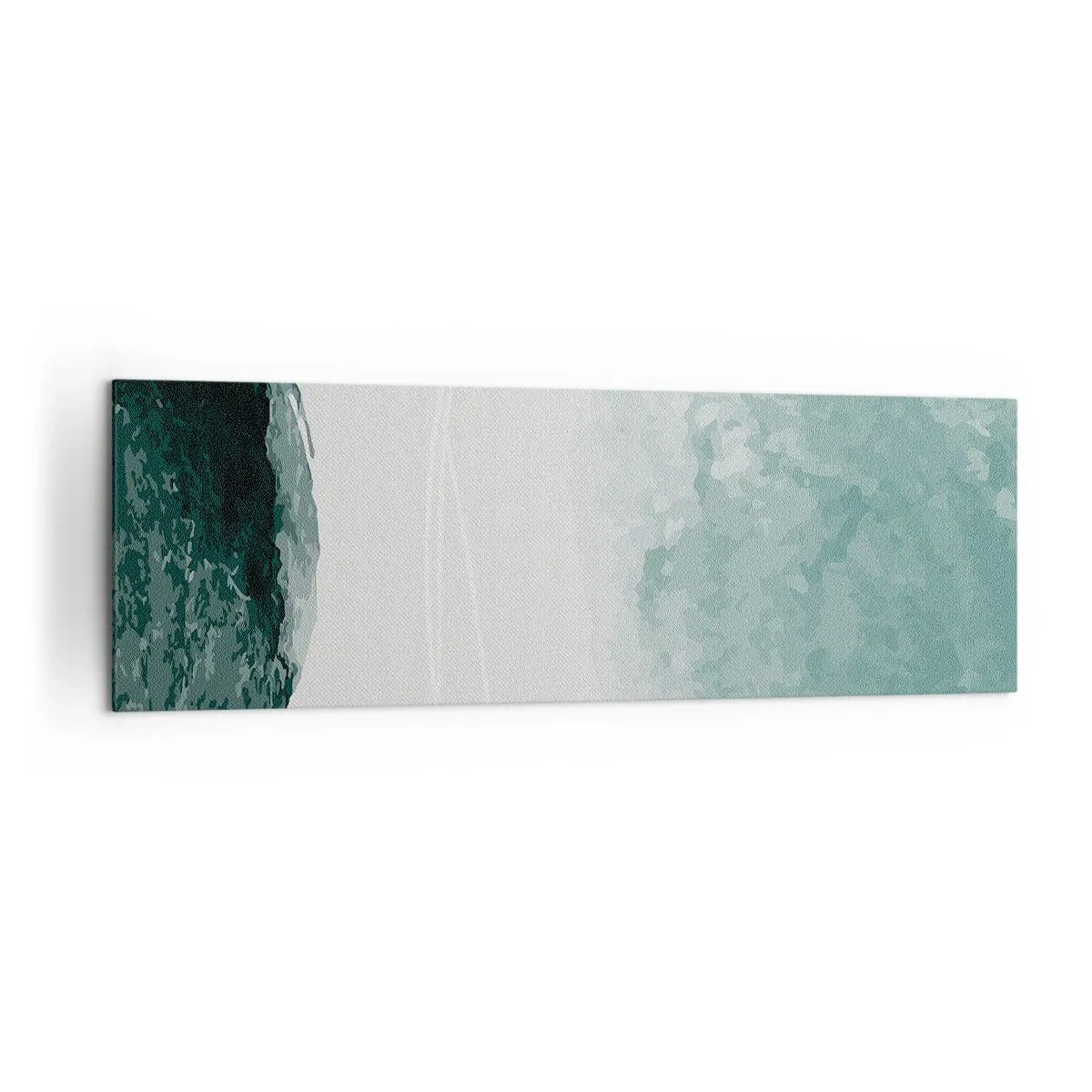 Quadro su tela - Stampe su Tela - Una delicata composizione astratta nelle tonalità del verde, con forme delicate su uno sfondo chiaro. - 160x50cm - Incontro con la nebbia - Decorazione murale moderna per soggiorno e camera da letto ARTTOR