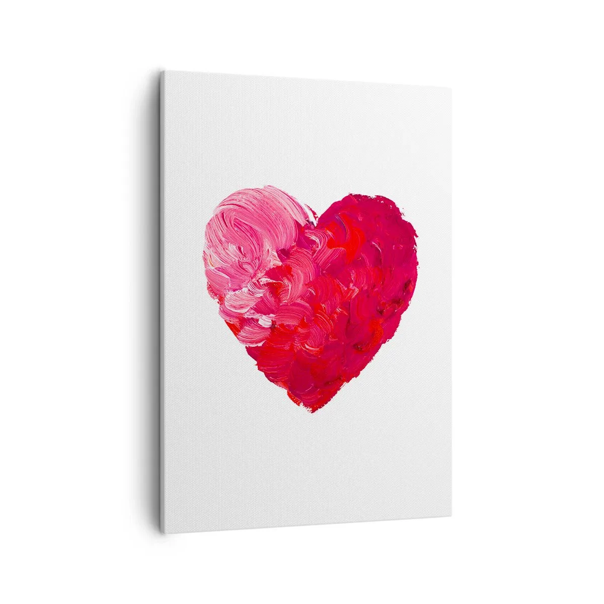 Quadro su tela - Stampe su Tela - Un cuore rosa e rosso dipinto con un pennello - 50x70cm - All you need is love - Decorazione murale moderna per soggiorno e camera da letto ARTTOR