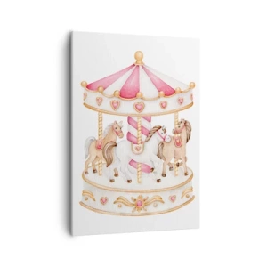 Quadro su tela - Stampe su Tela - Giostra colorata d'epoca con cavalli - 50x70cm - Il dolce mondo dell'infanzia - Decorazione murale moderna per soggiorno e camera da letto ARTTOR