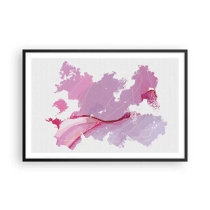 Poster in cornice nera - Mappa del mondo rosa - 91x61 cm
