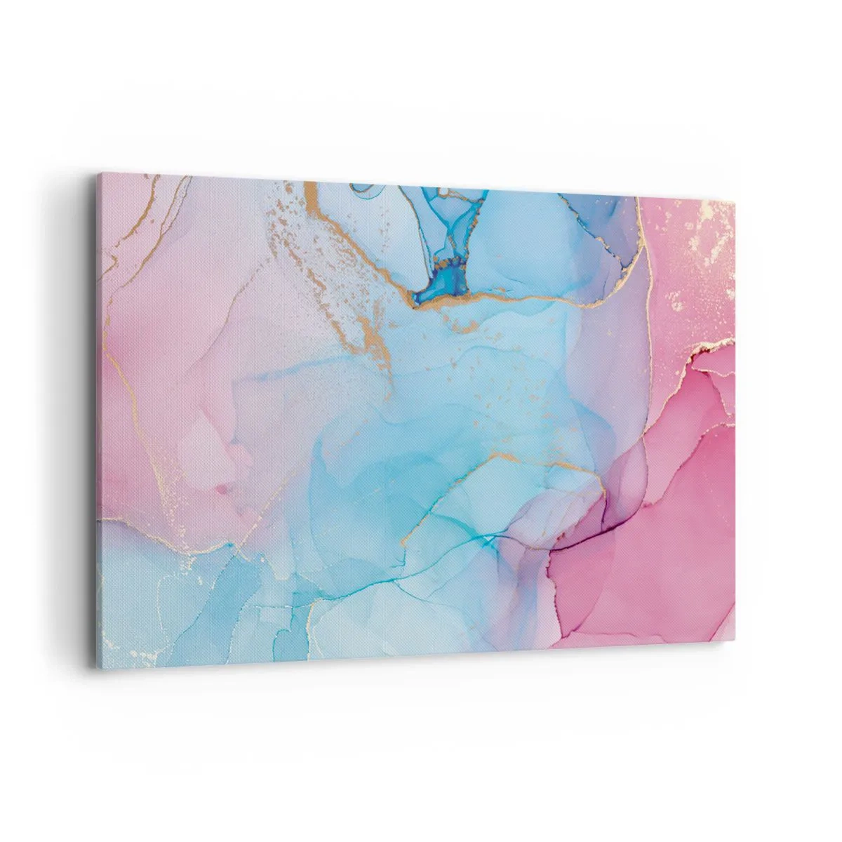 Quadro su tela - Stampe su Tela - Motivi pastello astratti con accenti dorati - 100x70cm - Incontro e compenetrazione - Decorazione murale moderna per soggiorno e camera da letto ARTTOR