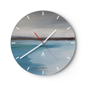 Orologio da parete - Orologio in Vetro - Paesaggio astratto con acqua blu e cielo pastello - 30x30cm - Paesaggio orizzontale - Decorazione murale moderna per soggiorno, cucina e camera da letto ARTTOR