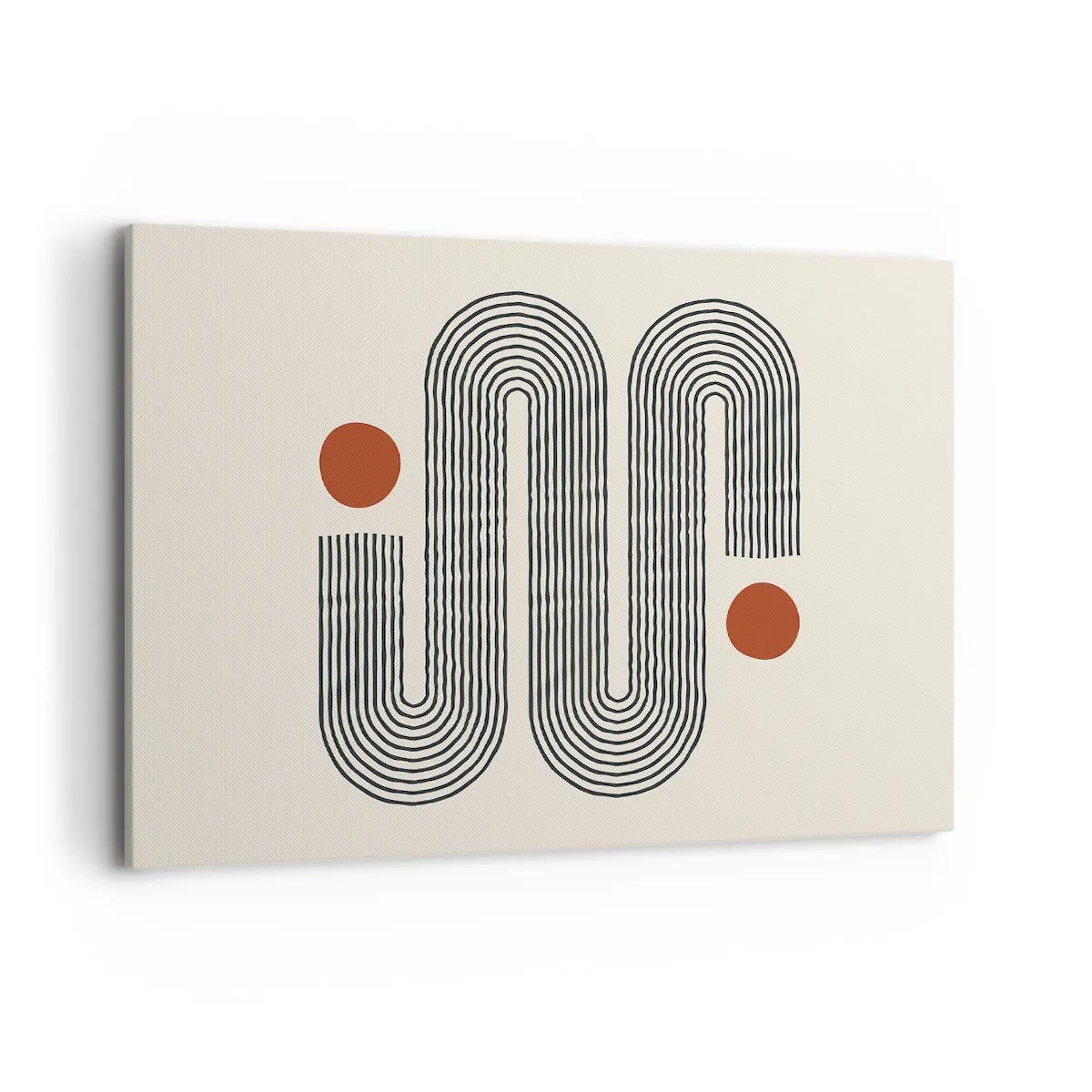 Quadro su tela - Stampe su Tela - Motivo geometrico con linee e cerchi arancioni - 100x70cm - Dall'inizio alla fine - Decorazione murale moderna per soggiorno e camera da letto ARTTOR