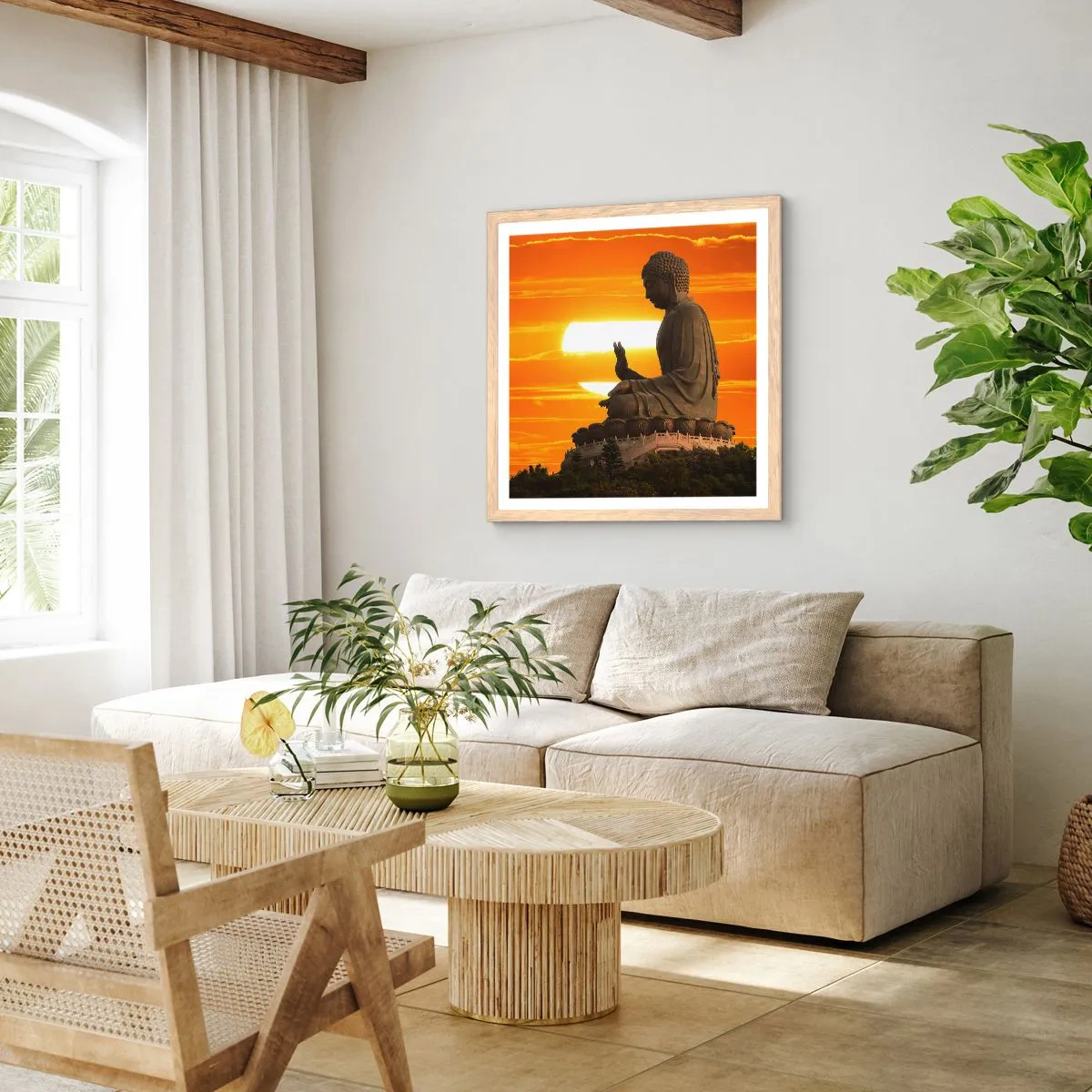 Poster in cornice rovere chiaro - Senza paura davanti al mondo - 60x60 cm