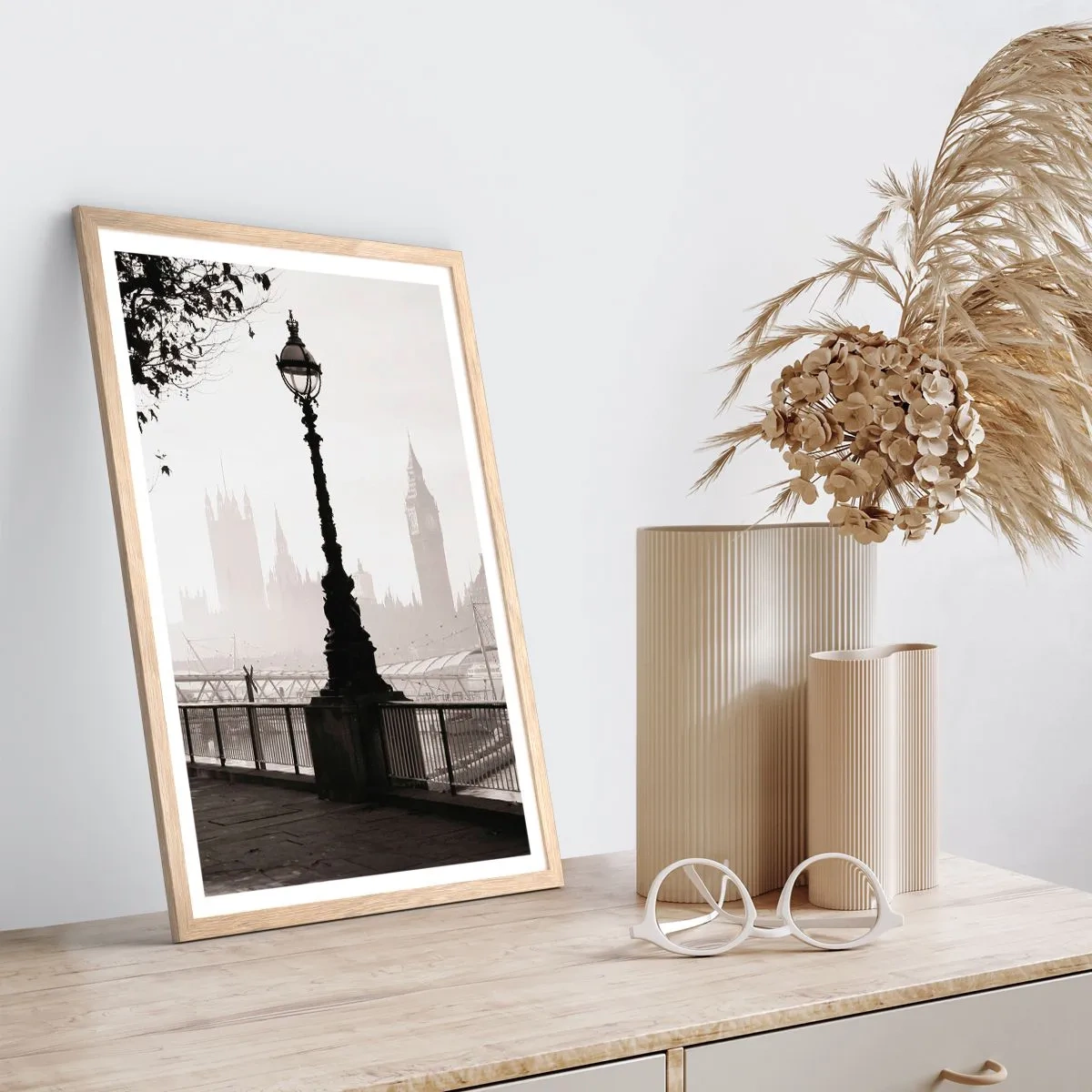 Poster in cornice rovere chiaro - Un mattino a Londra - 70x100 cm