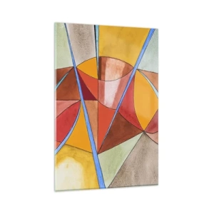 Quadro su vetro - Una composizione astratta dai colori geometrici vivaci. - 80x120cm - Carosello, carosello dei sogni - Decorazione murale moderna per soggiorno e camera da letto ARTTOR