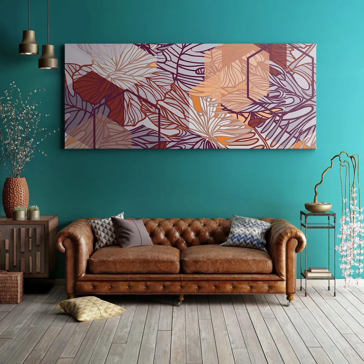 Quadro su tela - Stampe su Tela - Legame impossibile di geometria e natura - 100x40 cm