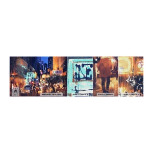 Campione di Fotomurale Premium Canvas - Ma la città non dorme - Città, Persone, Architettura - 100x30 cm