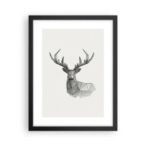 Poster in cornice nera - Cervo in stile cubista - 30x40 cm