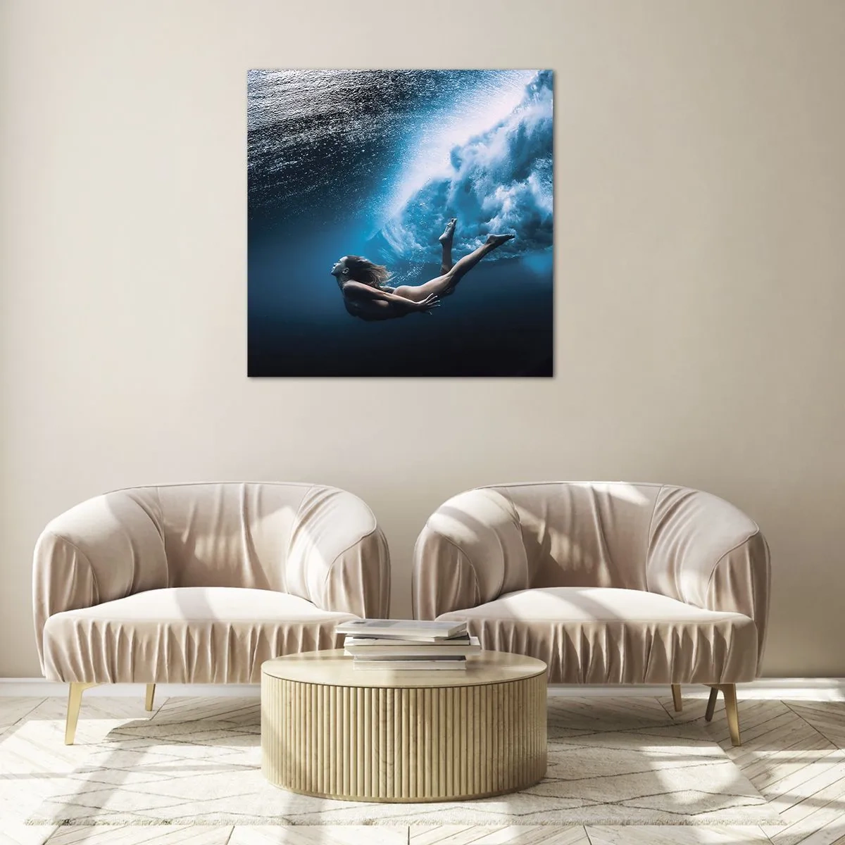 Quadro su vetro - Moderna sirena - 40x40 cm