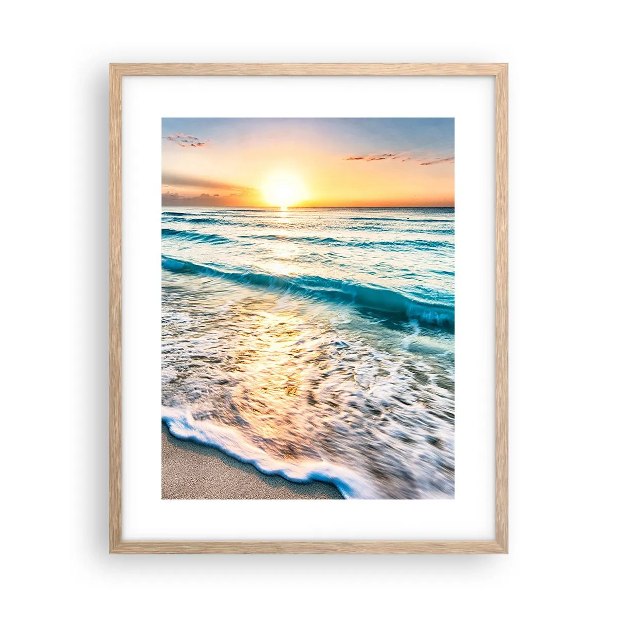 Poster in cornice rovere chiaro - Tramonto sul mare - 40x50 cm