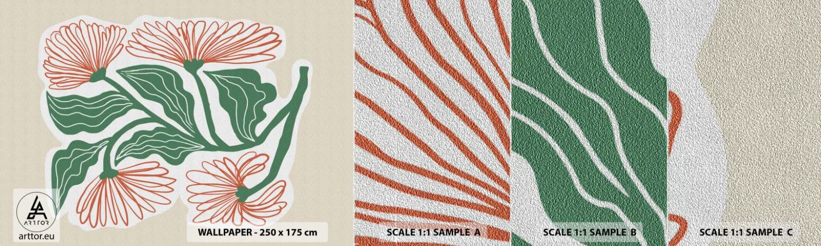 Campione di Fotomurale Premium Sand - Folklore e modernità - Boho, Fiori, Minimalismo - 100x30 cm