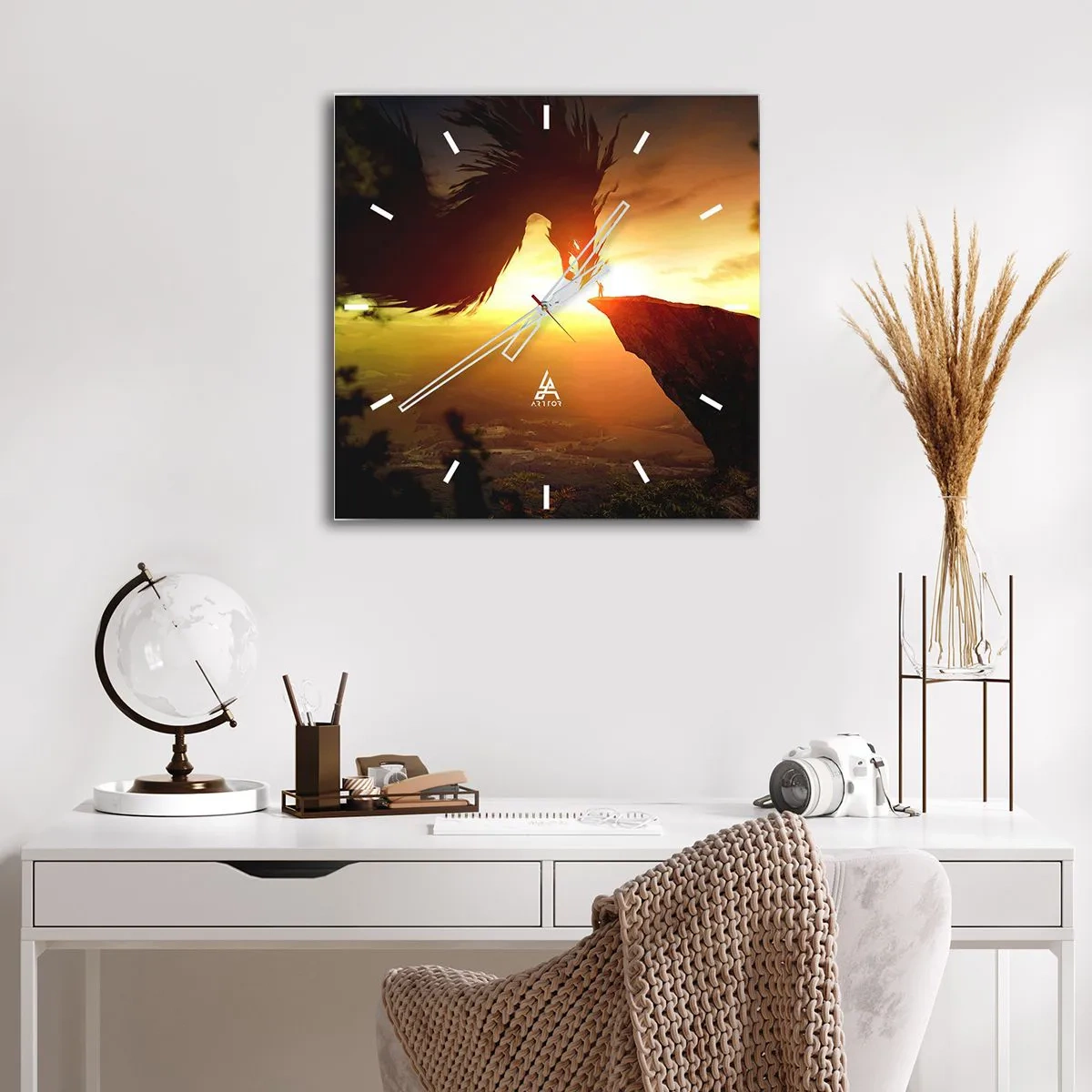 Orologio da parete - Orologio in Vetro - Il cacciatore di draghi - 40x40 cm