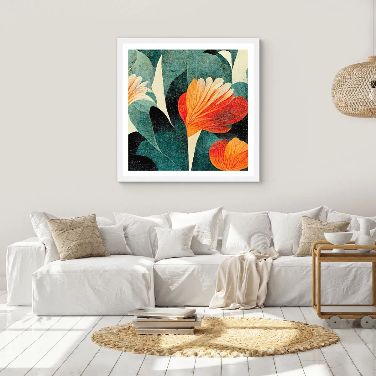 Poster in cornice bianca - Caldo dei tropici e fresco del verde - 30x30 cm