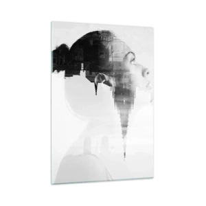 Quadro su vetro - Silhouette di una donna con elementi architettonici sullo sfondo - 50x70cm - Sui due lati del vetro - Decorazione murale moderna per soggiorno e camera da letto ARTTOR