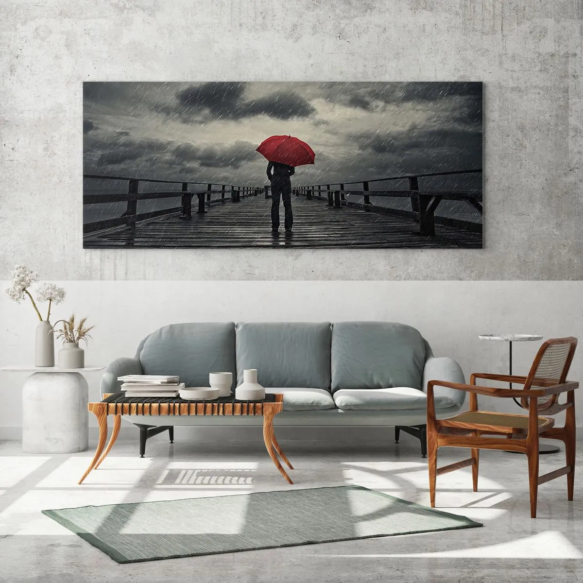 Quadro su vetro - Non importa che piove - 100x40 cm