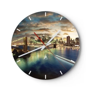 Orologio da parete - Orologio in Vetro - Il cielo luminoso sopra Manhattan - 30x30 cm