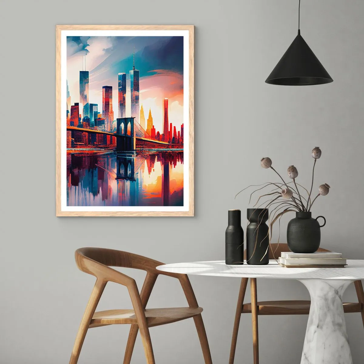Poster in cornice rovere chiaro - Una New York spettacolare - 30x40 cm