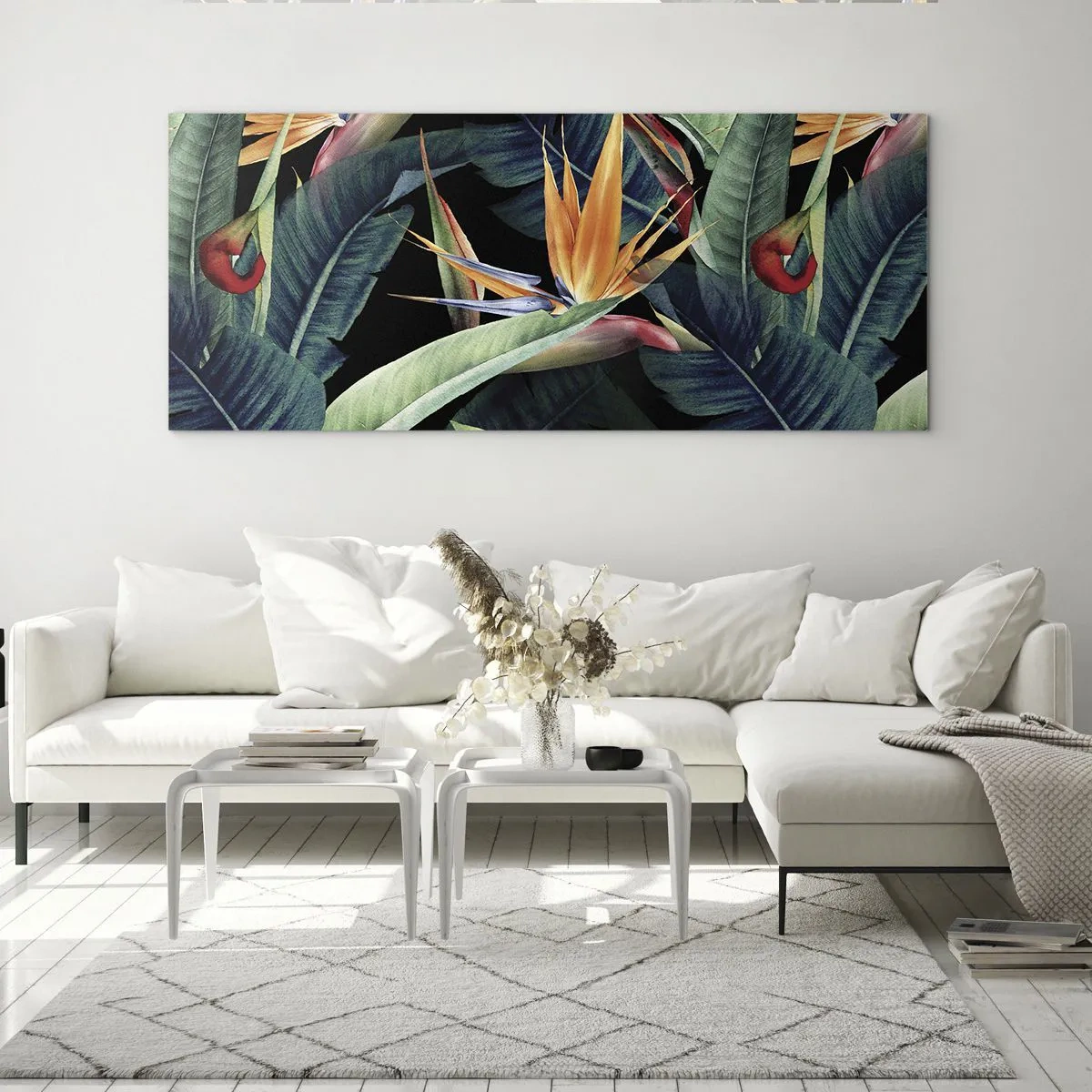 Quadro su vetro - I fiori fiammeggianti dei tropici - 90x30 cm