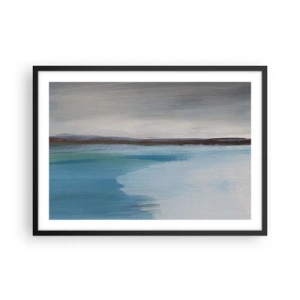 Poster in cornice nera - Un paesaggio minimalista con linea di galleggiamento e orizzonte - 70x50cm - Paesaggio orizzontale - Decorazione murale moderna per soggiorno e camera da letto ARTTOR