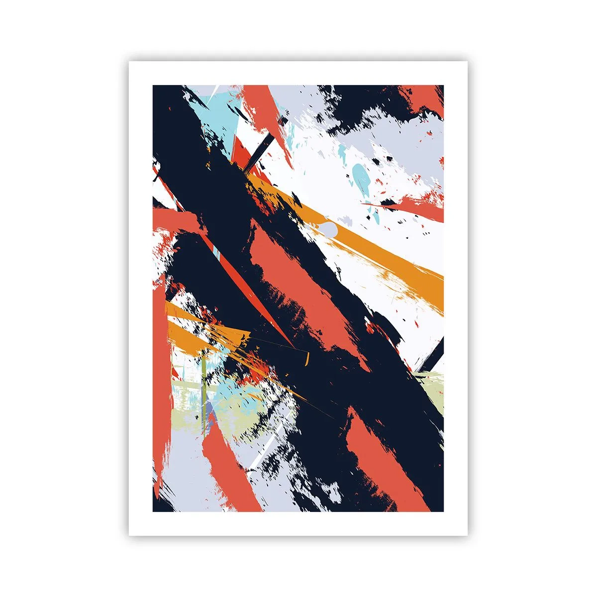 Poster - Composizione astratta con pennellate dinamiche. - 50x70cm - Composizione dinamica - Decorazione murale moderna per soggiorno e camera da letto ARTTOR