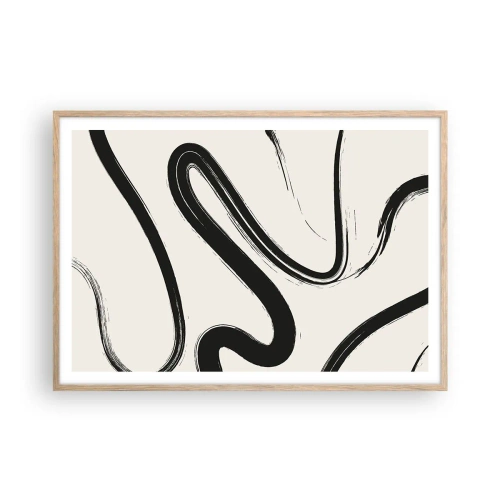 Poster in cornice rovere chiaro - Capriccio bianco e nero - 100x70 cm