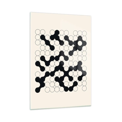 Quadro su vetro - Un mosaico grafico in bianco e nero composto da punti collegati. - 50x70cm - Gioco cinese: variazione - Decorazione murale moderna per soggiorno e camera da letto ARTTOR